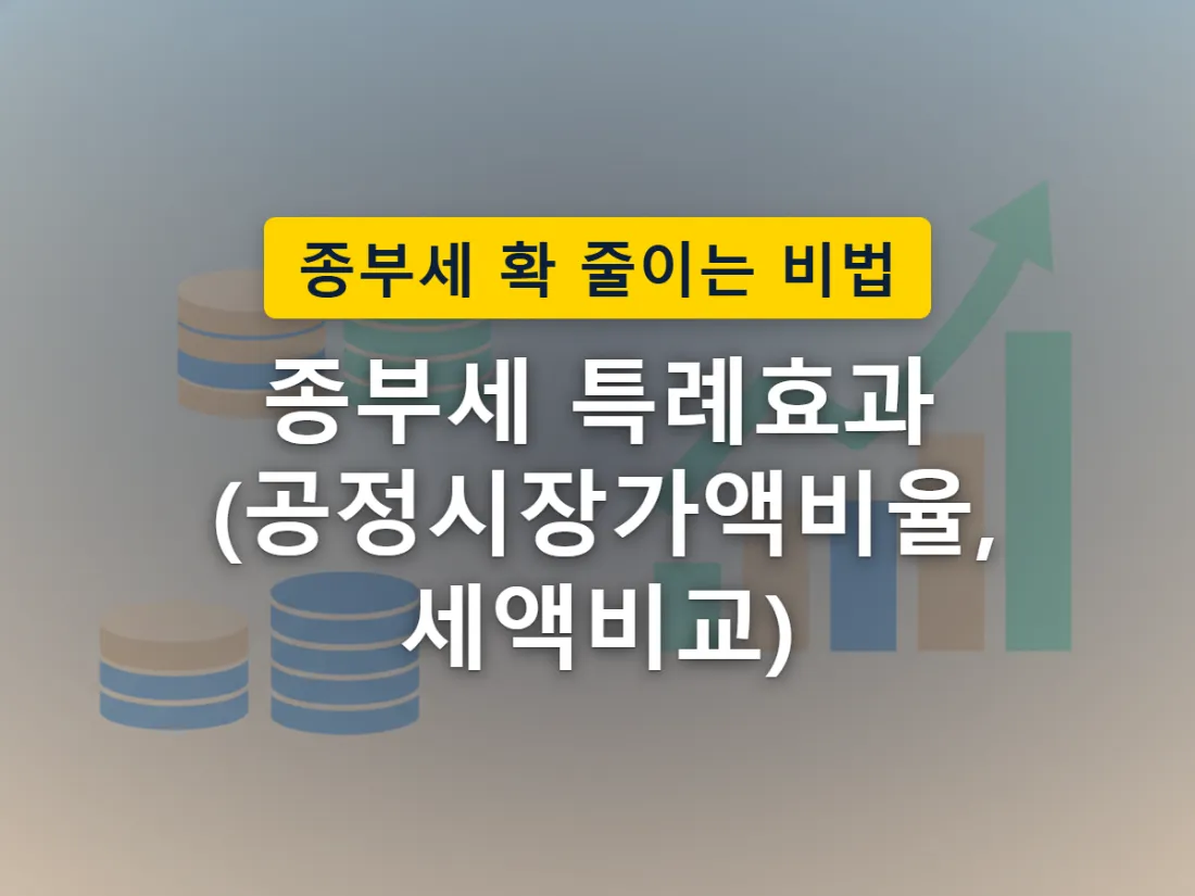 부부 공동명의 집 한 채가 특례 신청 여부에 따라 서로 다른 크기의 세금 부담으로 갈리는 모습을 표현한 이미지