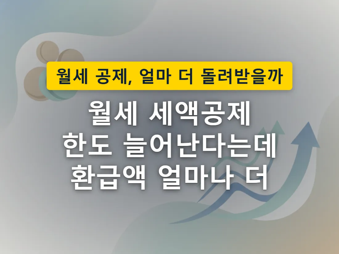 월세 세액공제 한도가 늘어나는 상황을 집과 커지는 동전 더미로 표현한 이미지