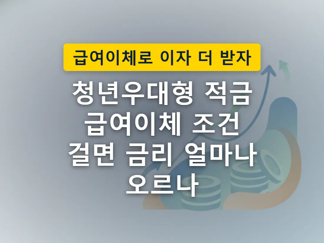 급여이체를 연결하면 적금에 우대금리가 더해지는 구조를 표현한 이미지