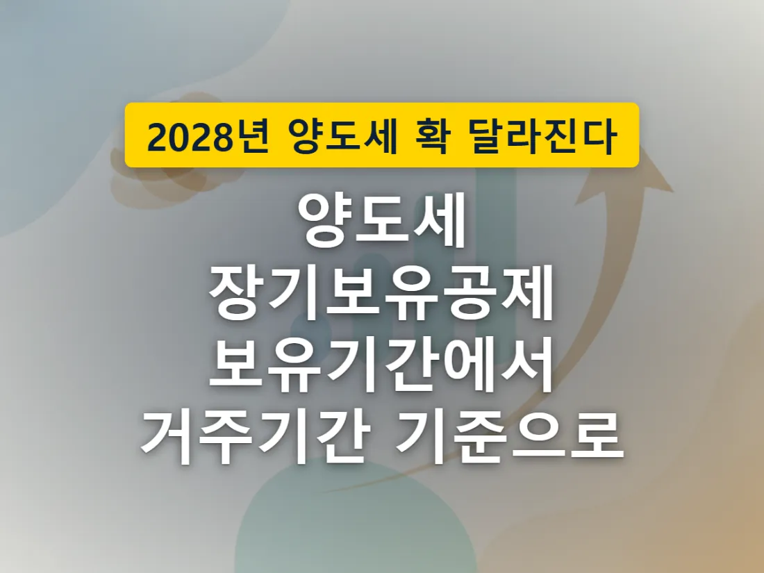 장기보유특별공제의 무게중심이 보유기간에서 거주기간으로 옮겨가는 모습을 표현한 이미지